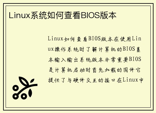 Linux系统如何查看BIOS版本